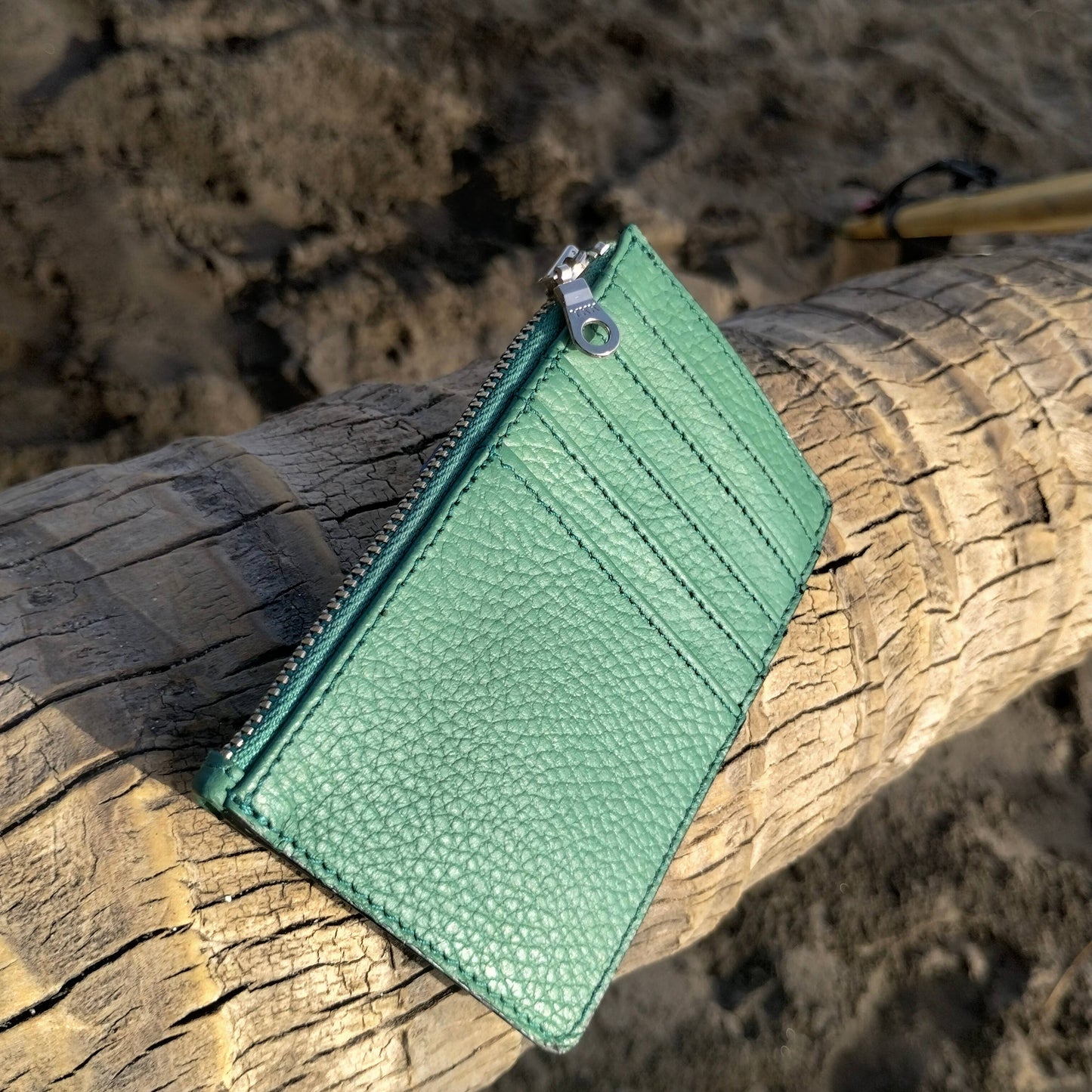 Leaf Green Zippered Card Wallet