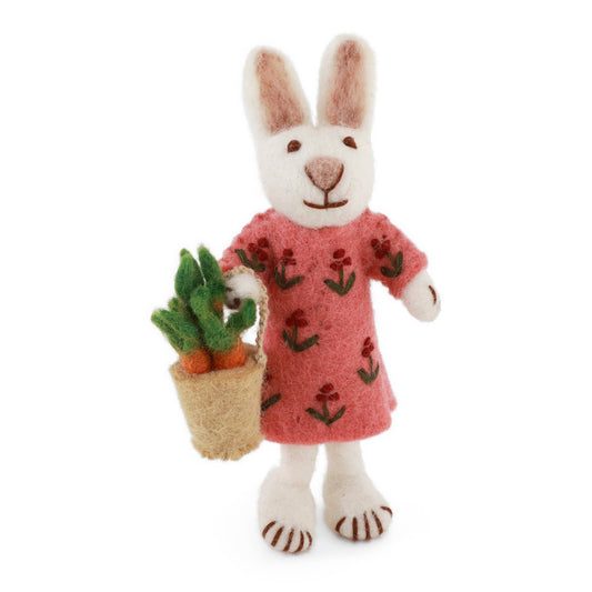 White Girly Bunny w/Carrot Basket