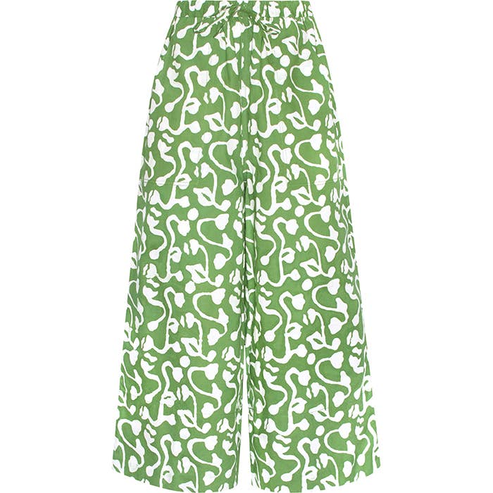 Trousers-Crop: Brambles - Olive-Organic: XL