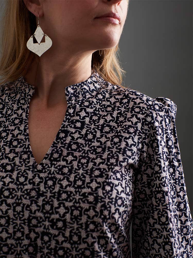 Norah Black Botanical Tiered Dress