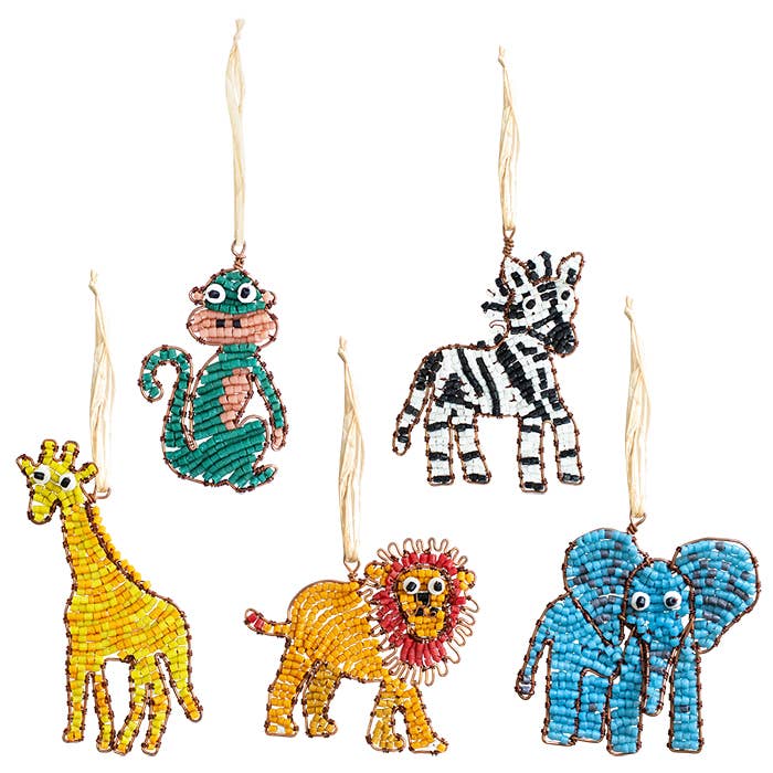 Beaded Safari Zebra Ornament