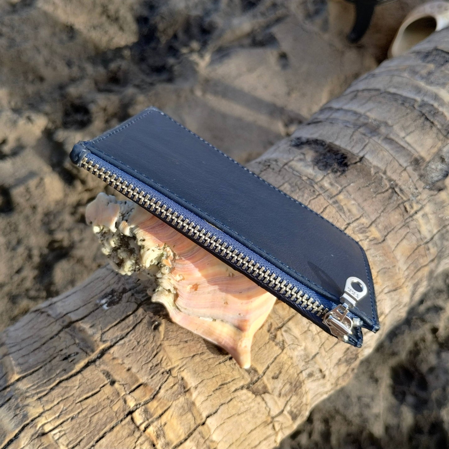 Navy Blue Zippered Card Wallet