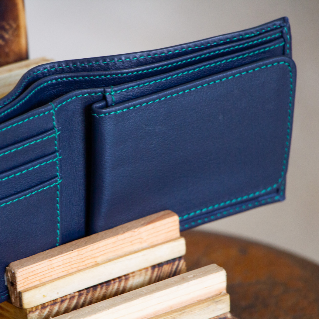 Ocean Navy Bifold Leather Wallet