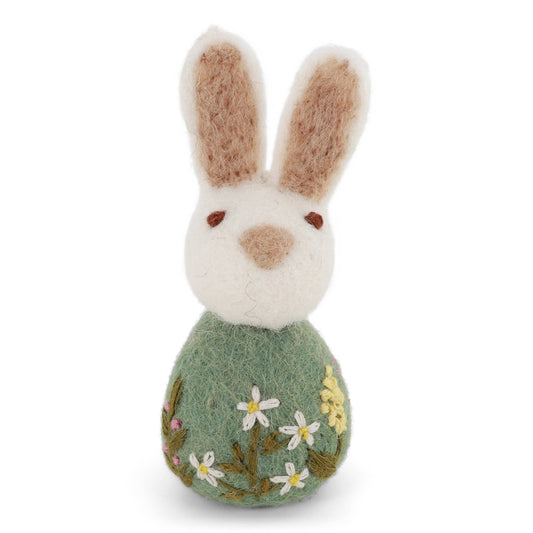 Small Bunny with Flower Embroidery