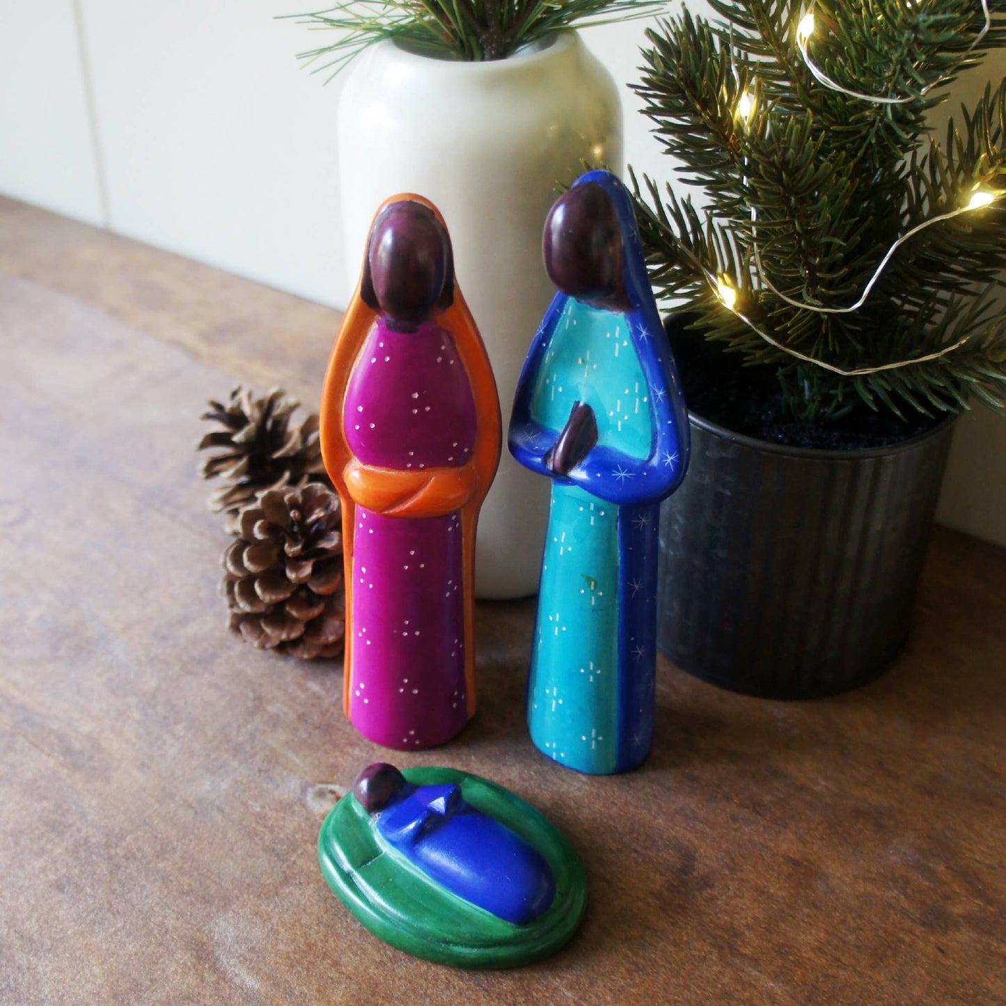 Tall Colorful Soapstone Nativity 3 piece