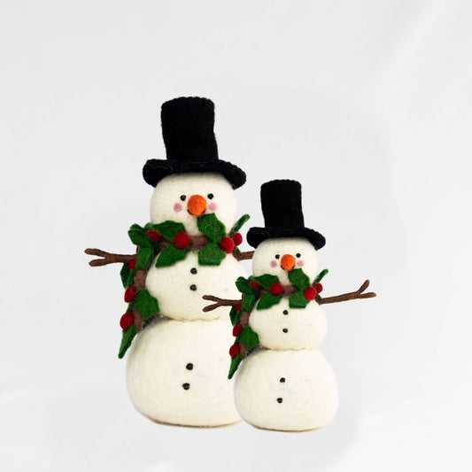 Holly Scarf Felt Snowman Figurine