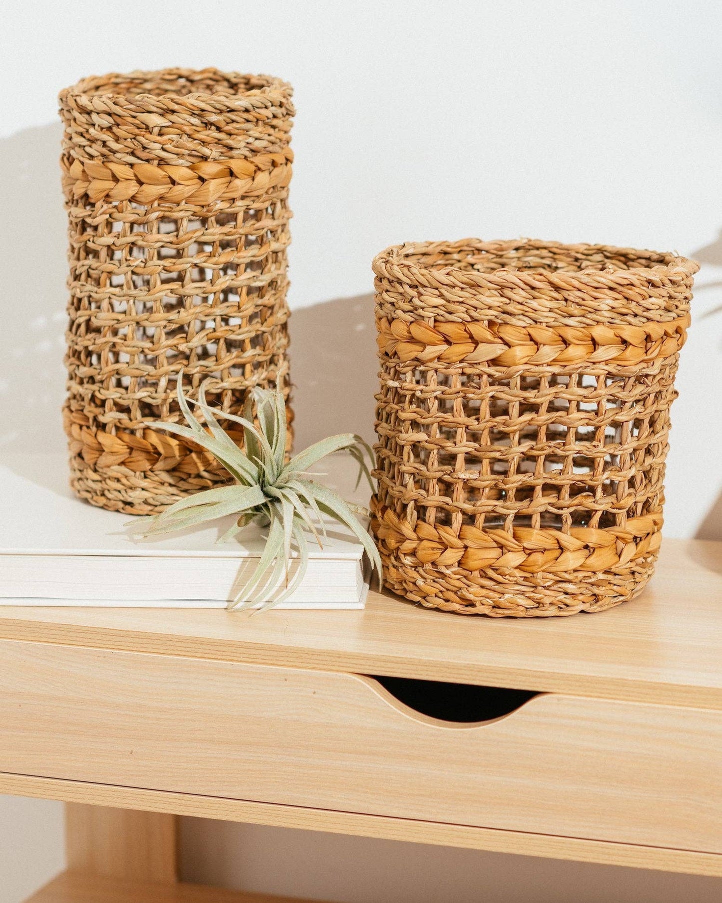 Woven Vase with Glass Insert