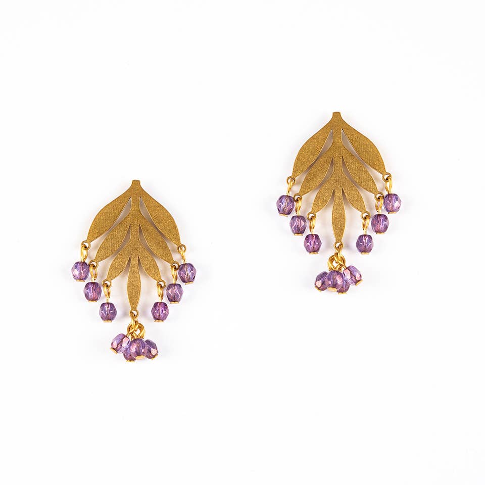 Seafoam Crystal Frond Post Earrings