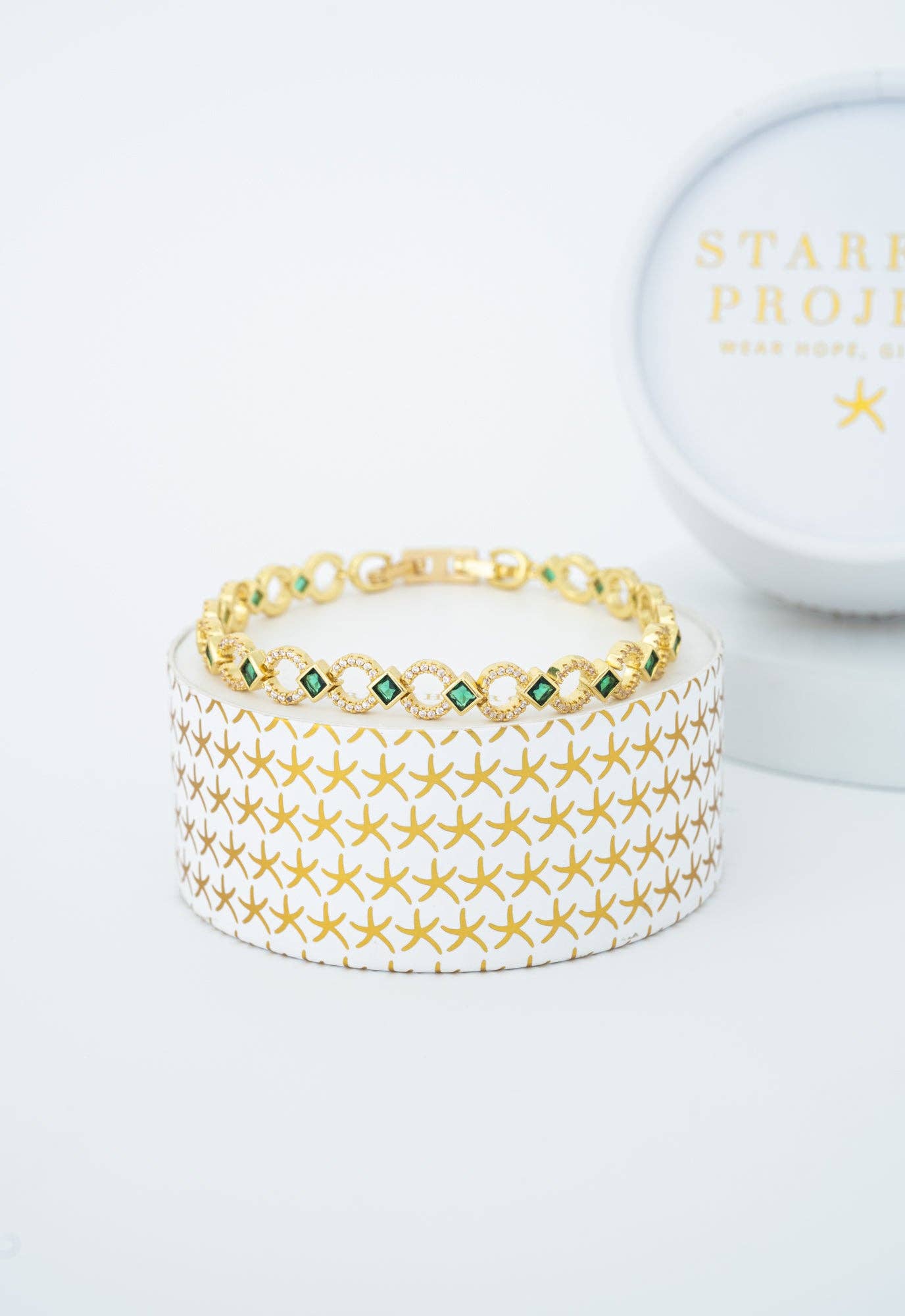 Gilded Halo Bracelet in Emerald