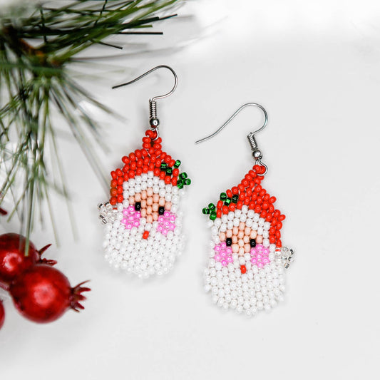 Jolly Santa Beaded Earrings