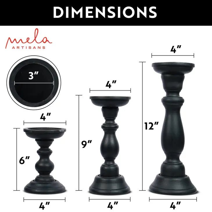 Tuli in Matte Black Candle Holder Set