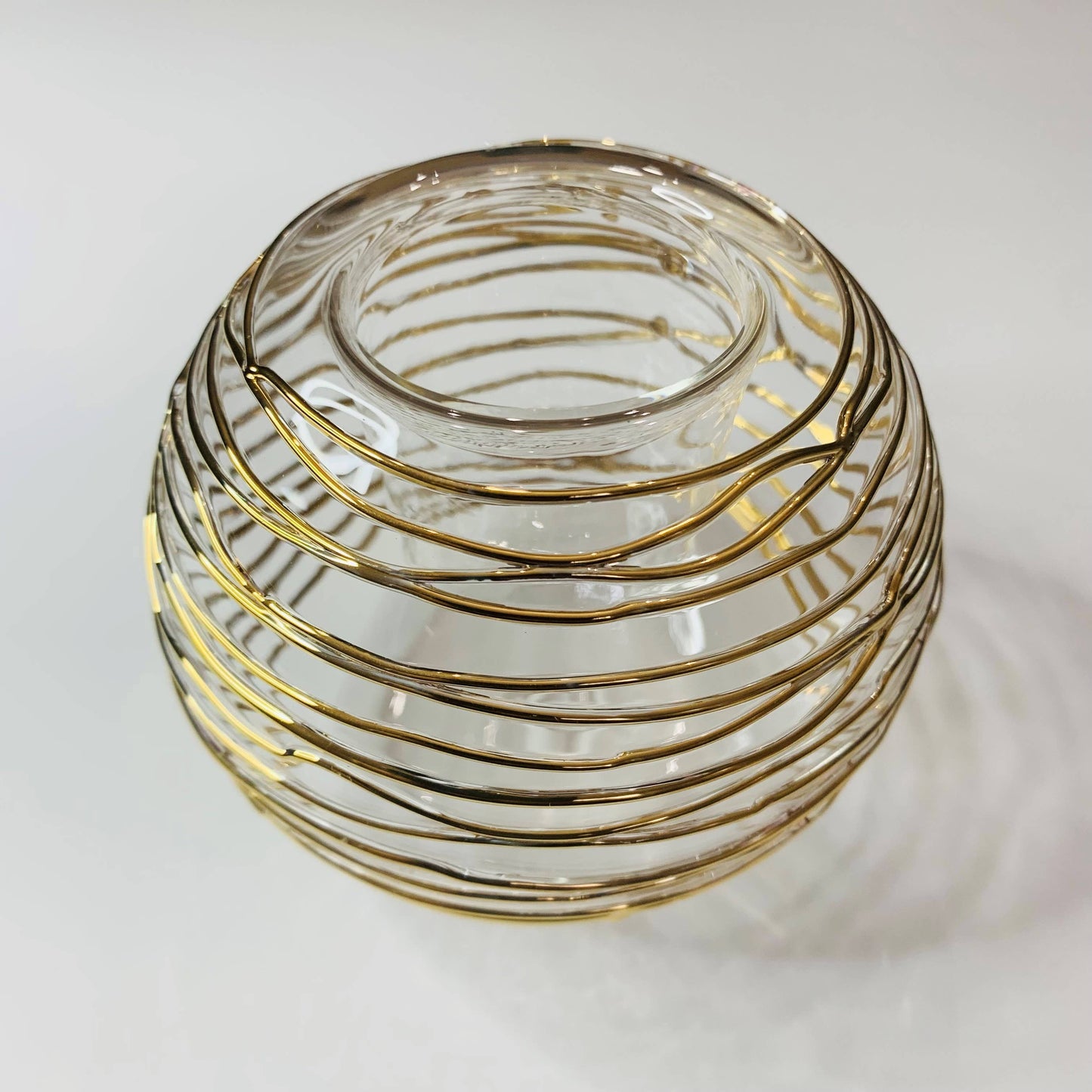 Gold Spiral Glass Candle Holder
