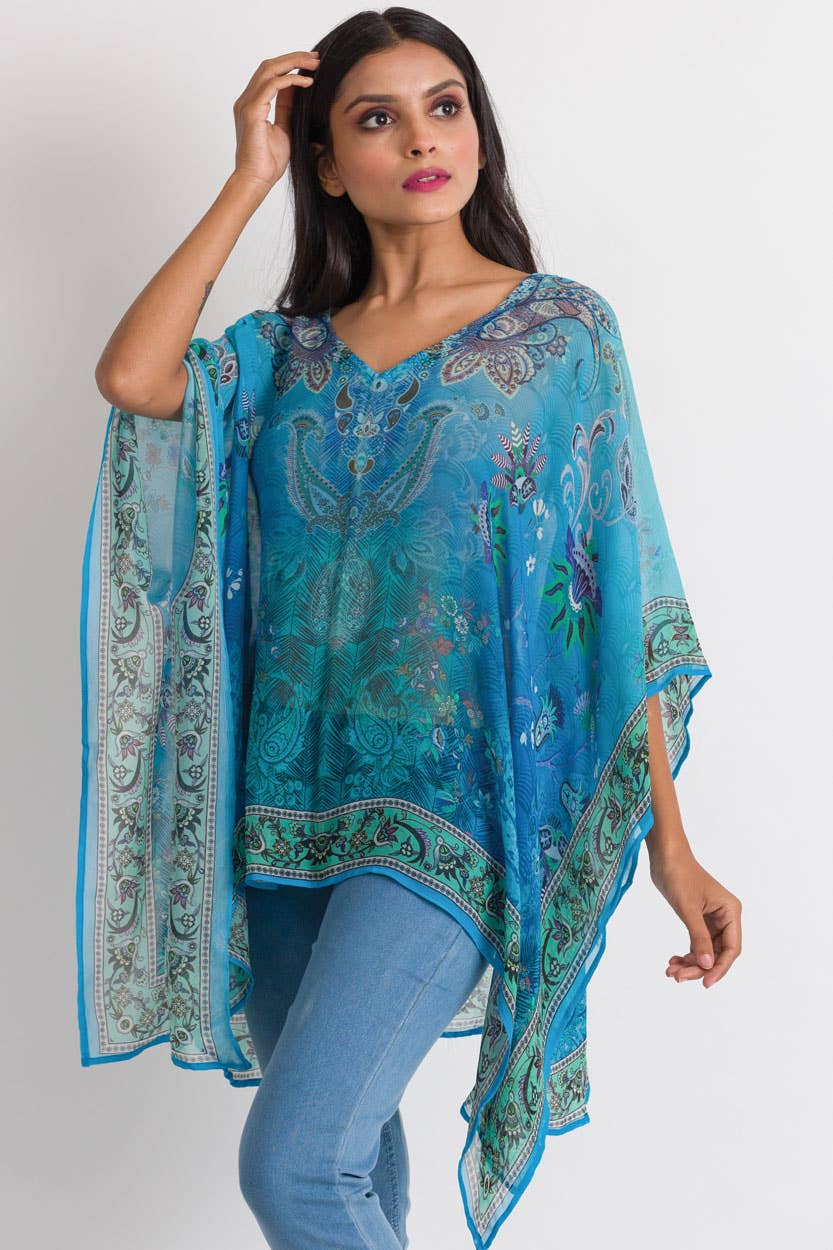 Turquoise & Lavender Kumari Cupro Top