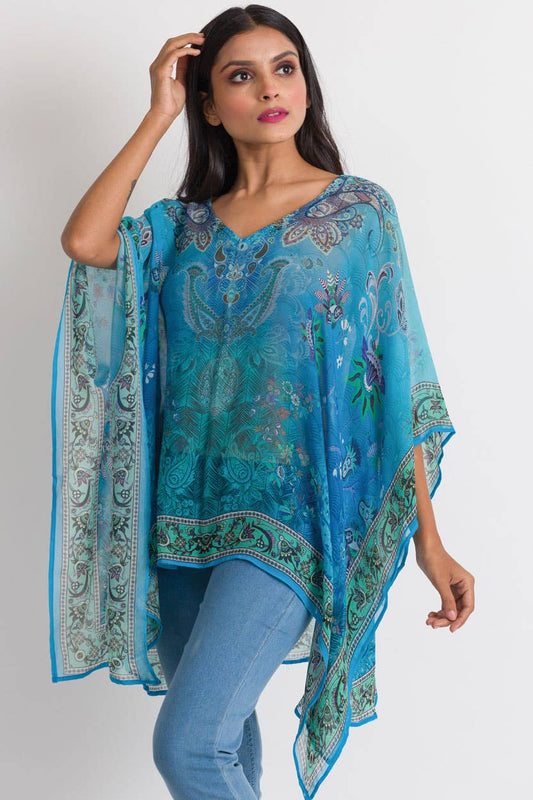 Turquoise & Lavender Kumari Cupro Top