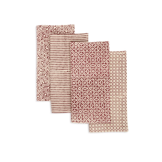 Cotton Napkins | Garnet Forest Hand Block Print | Fair Trade (set of 4)