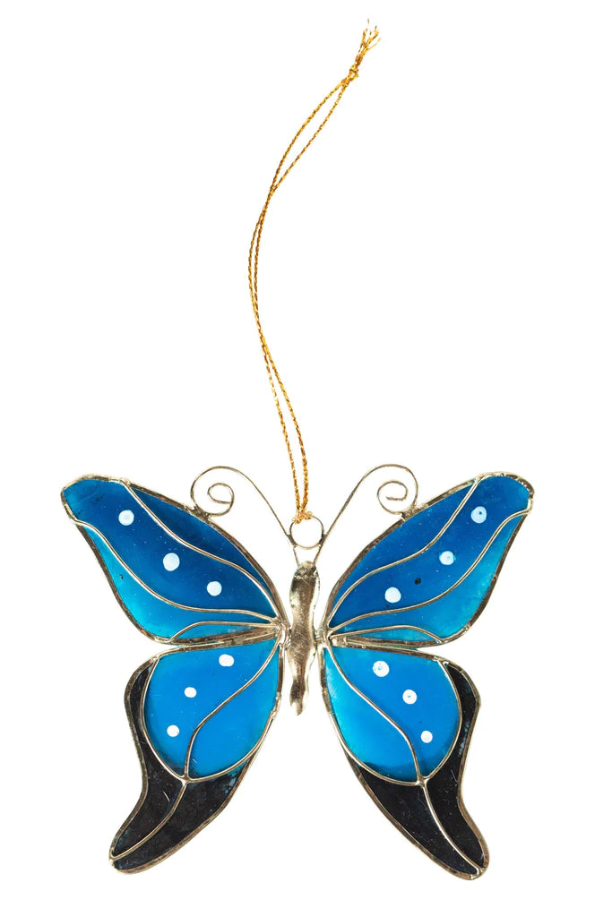 Blue Butterfly Capiz Ornament