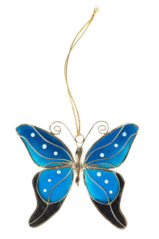 Blue Butterfly Capiz Ornament