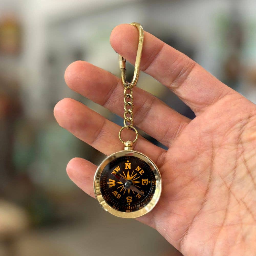 Brass Compass Key Chain