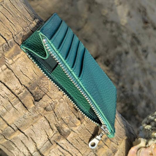 Leaf Green Zippered Card Wallet