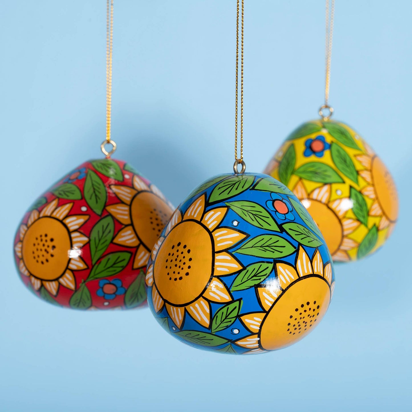 Sunflower Painted Gourd Ornament