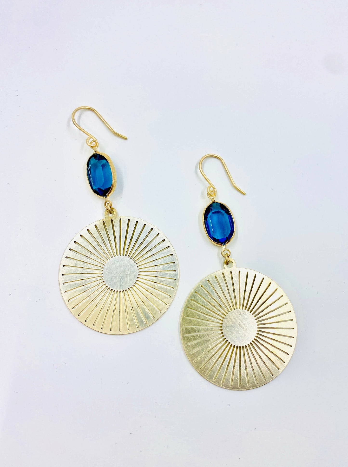 Brass Sun Medallion Earrings