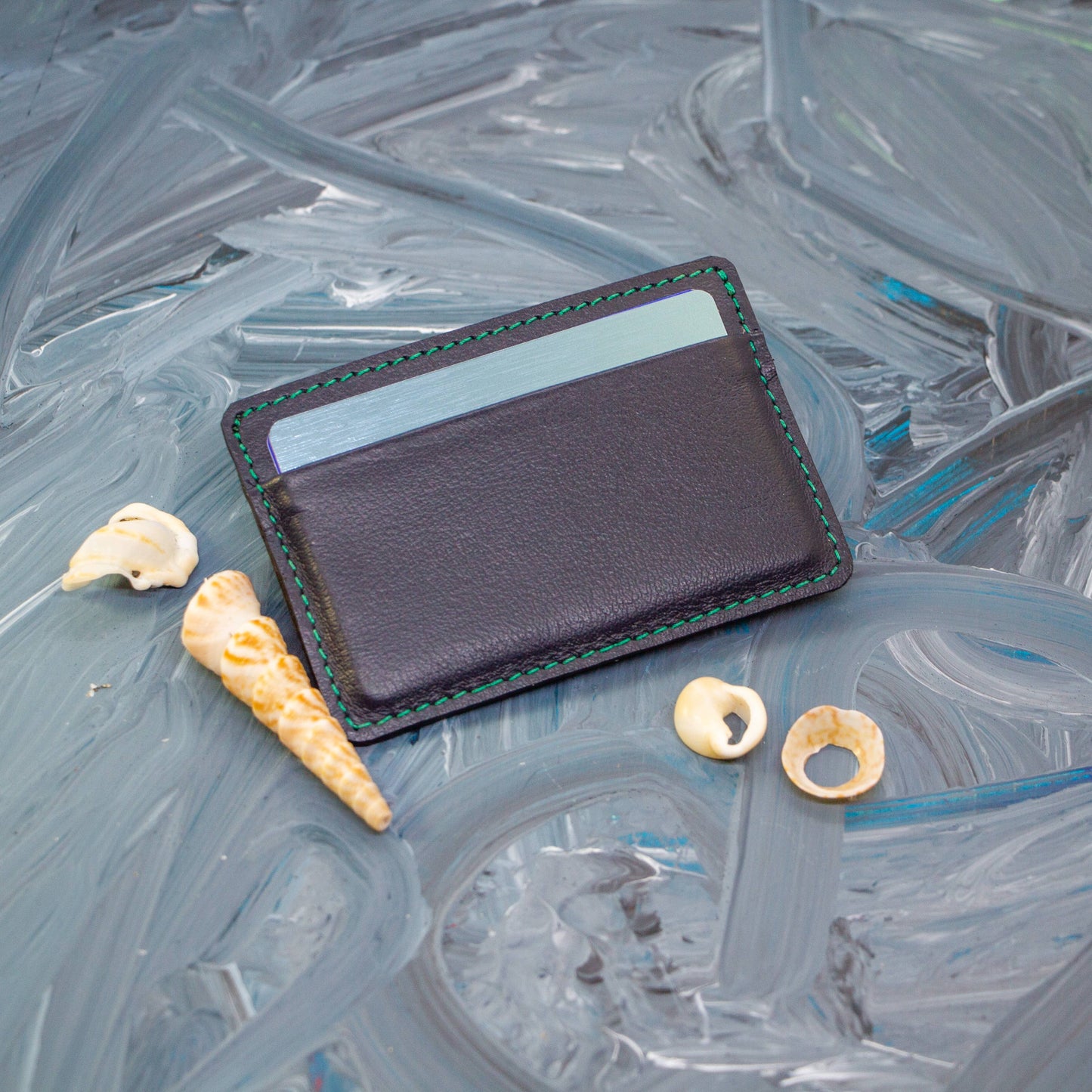 Deep Ocean Leather Card Wallet