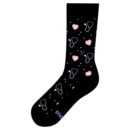 Socks that Fight Childhood Cancer (Black Stethoscopes)