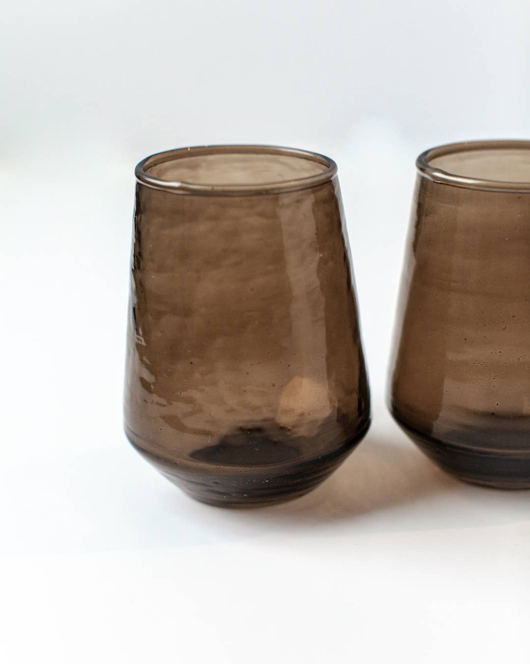 Smoke Handblown Hammered Glass Tumbler