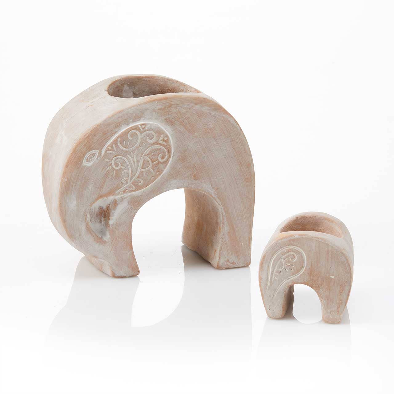 Elephant Family Terracotta Planters - Set of 2