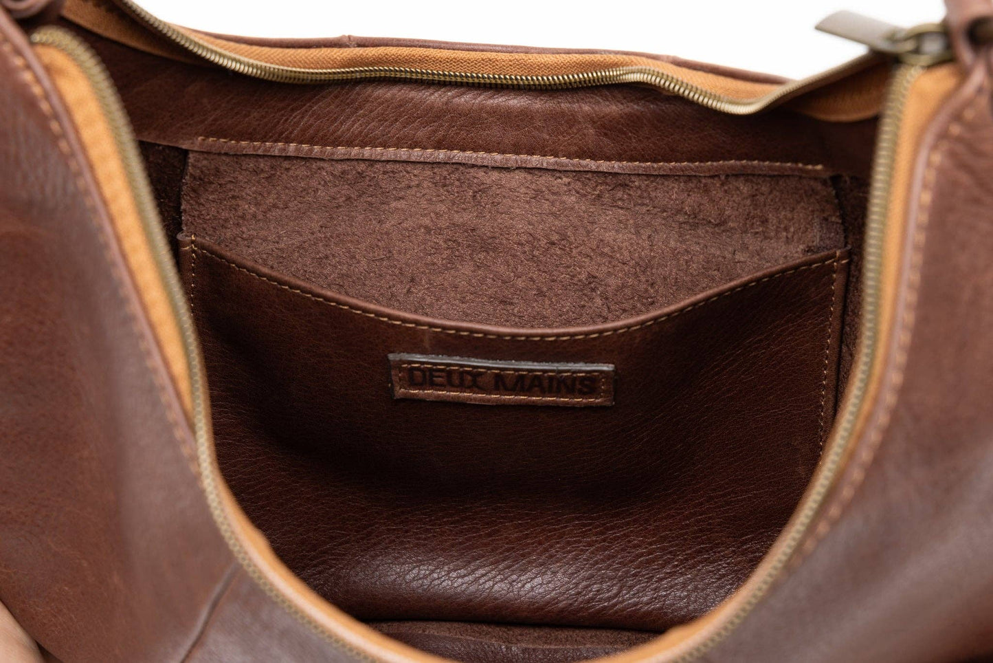 Leather Saddle Shoulder Bag in Mahogany