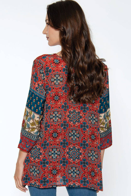 Ananda Tunics: Denim & Coral / S/M