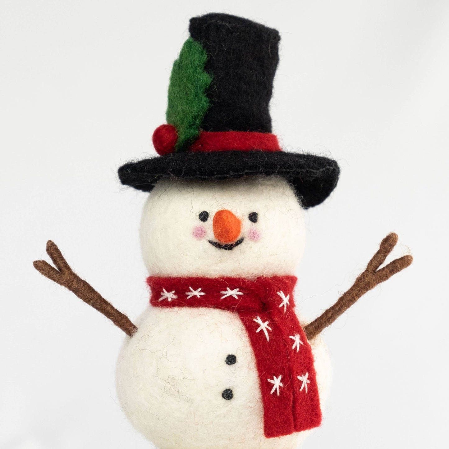 Red Scarf Felt Snowman Figurine