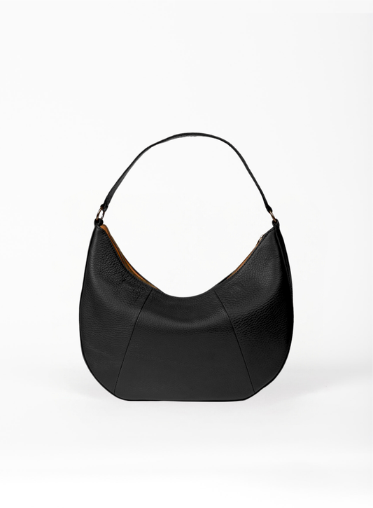 Black Saddle Leather Shoulder Bag