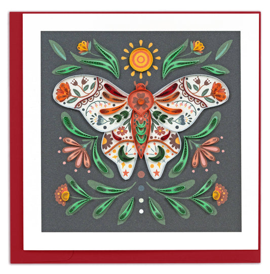 Quilled Cottage Core Moth Greeting Card