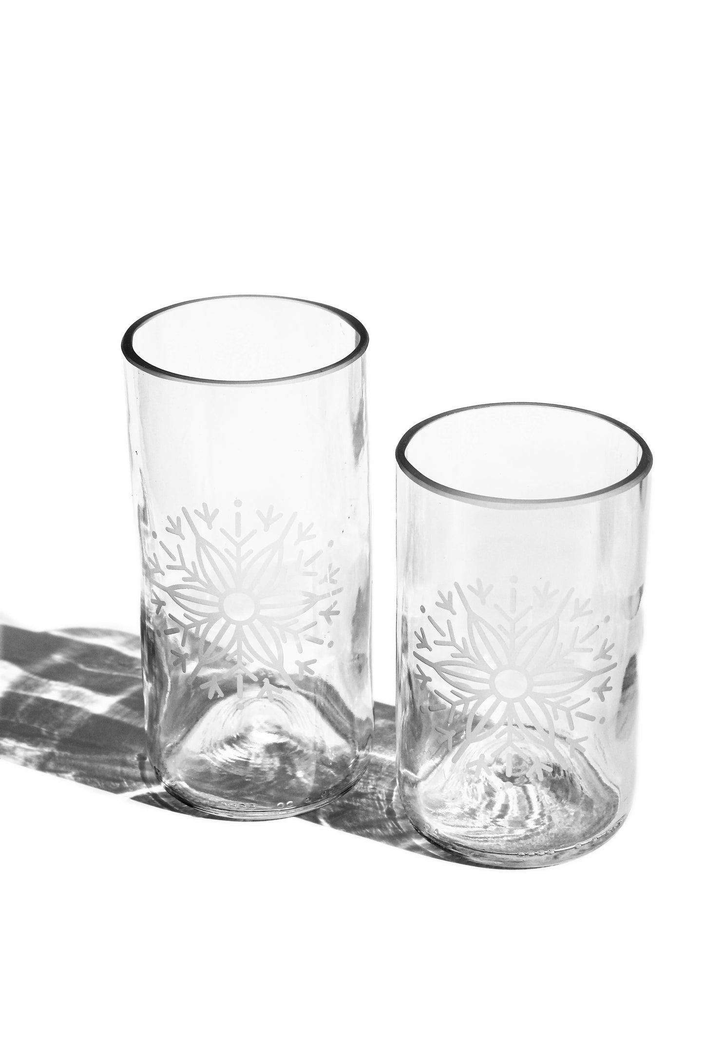 Upcycled Snowflake Drinking Glasses 12 Ounces