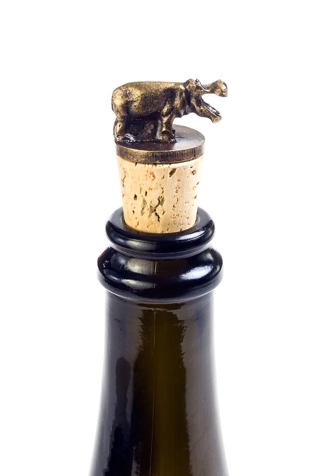South African Brass Hippo Wine Bottle Stopper