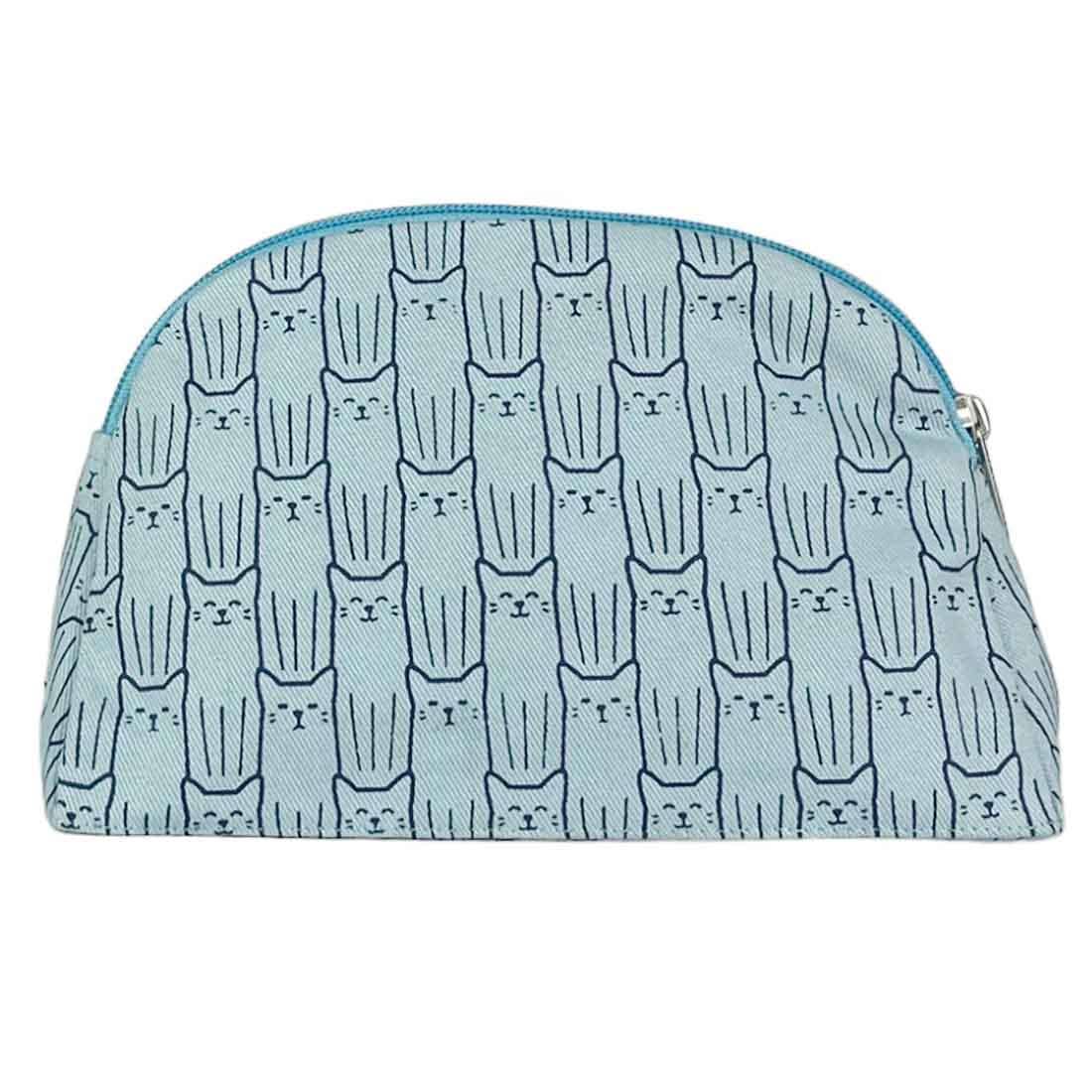 Blue Cat Print Cosmetic Case