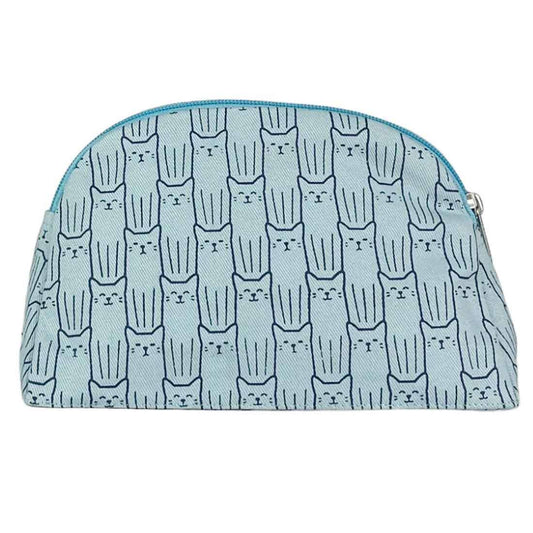 Blue Cat Print Cosmetic Case