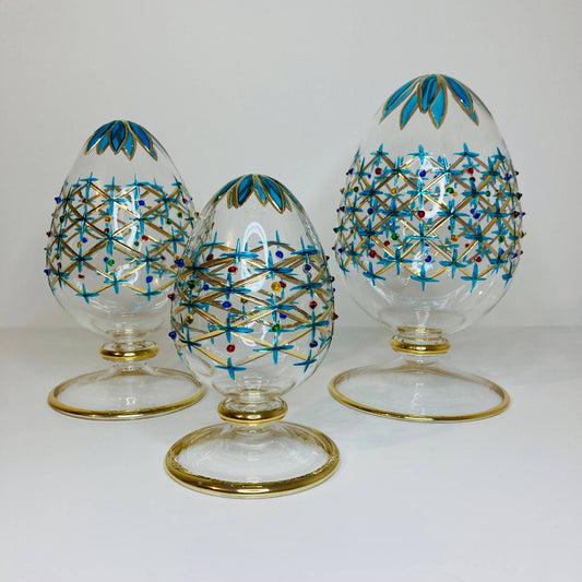 Turquoise Large Glass Tabletop Egg