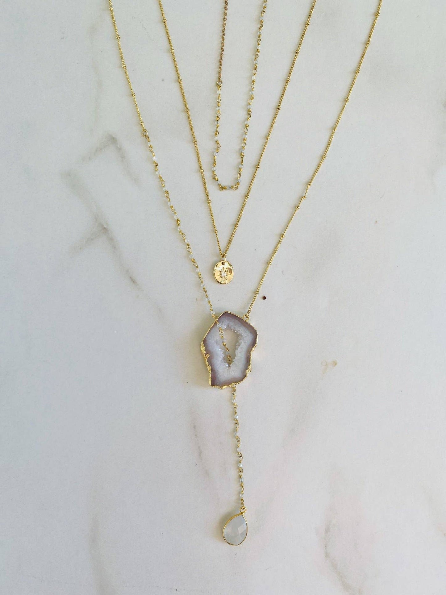 Bohemian Moonstone Rosary Necklace