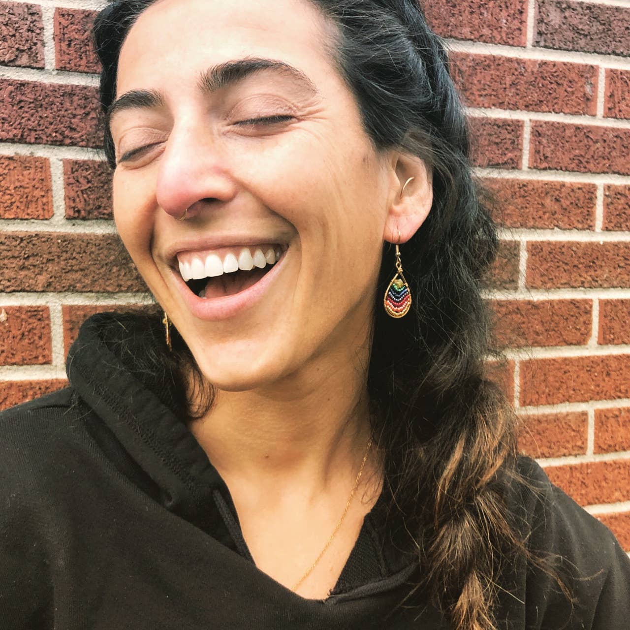 Beaded Rainbow Wire Teardrop Earrings