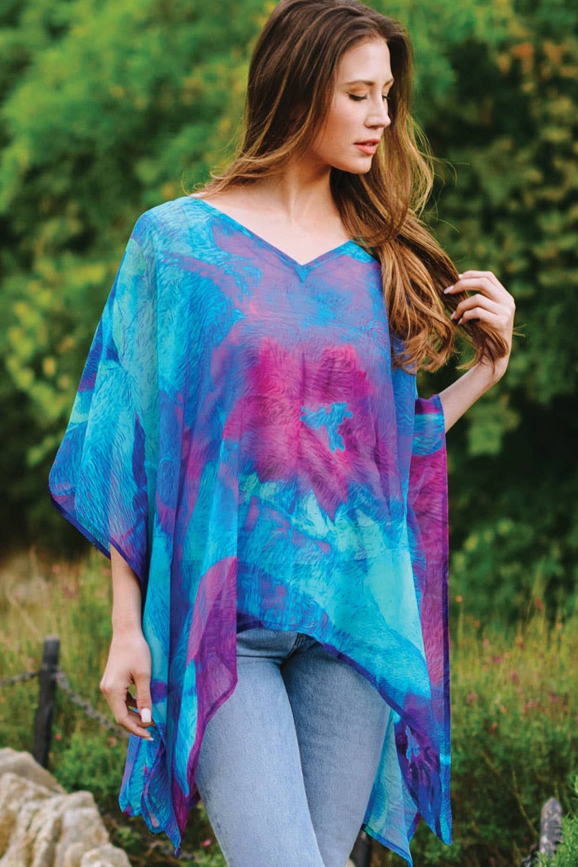Kumari Cupro Tops: Navy Multi