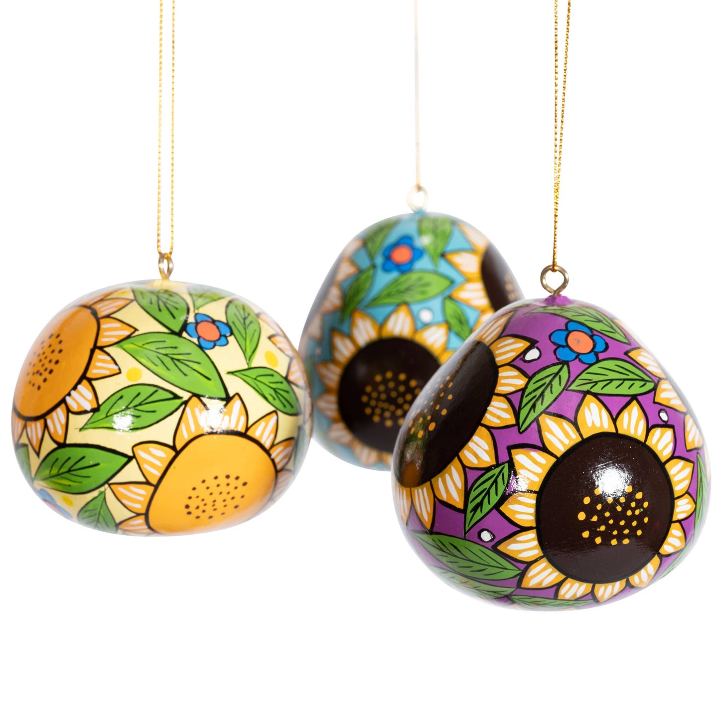 Sunflower Painted Gourd Ornament