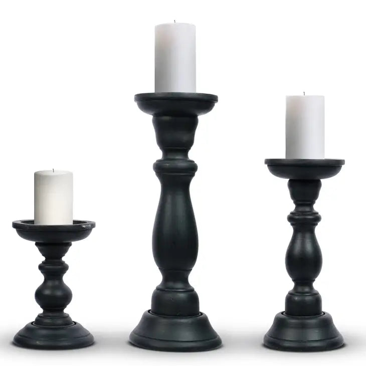 Tuli in Matte Black Candle Holder Set