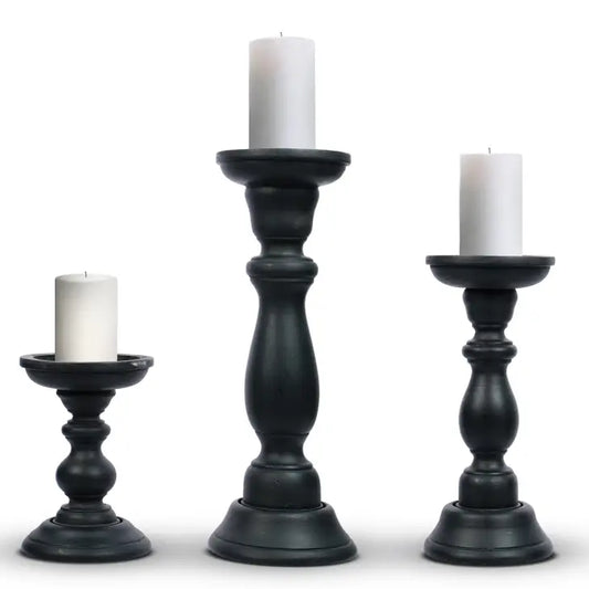 Tuli in Matte Black Candle Holder Set