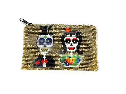 Day of the Dead  Beaded Coin Purse
