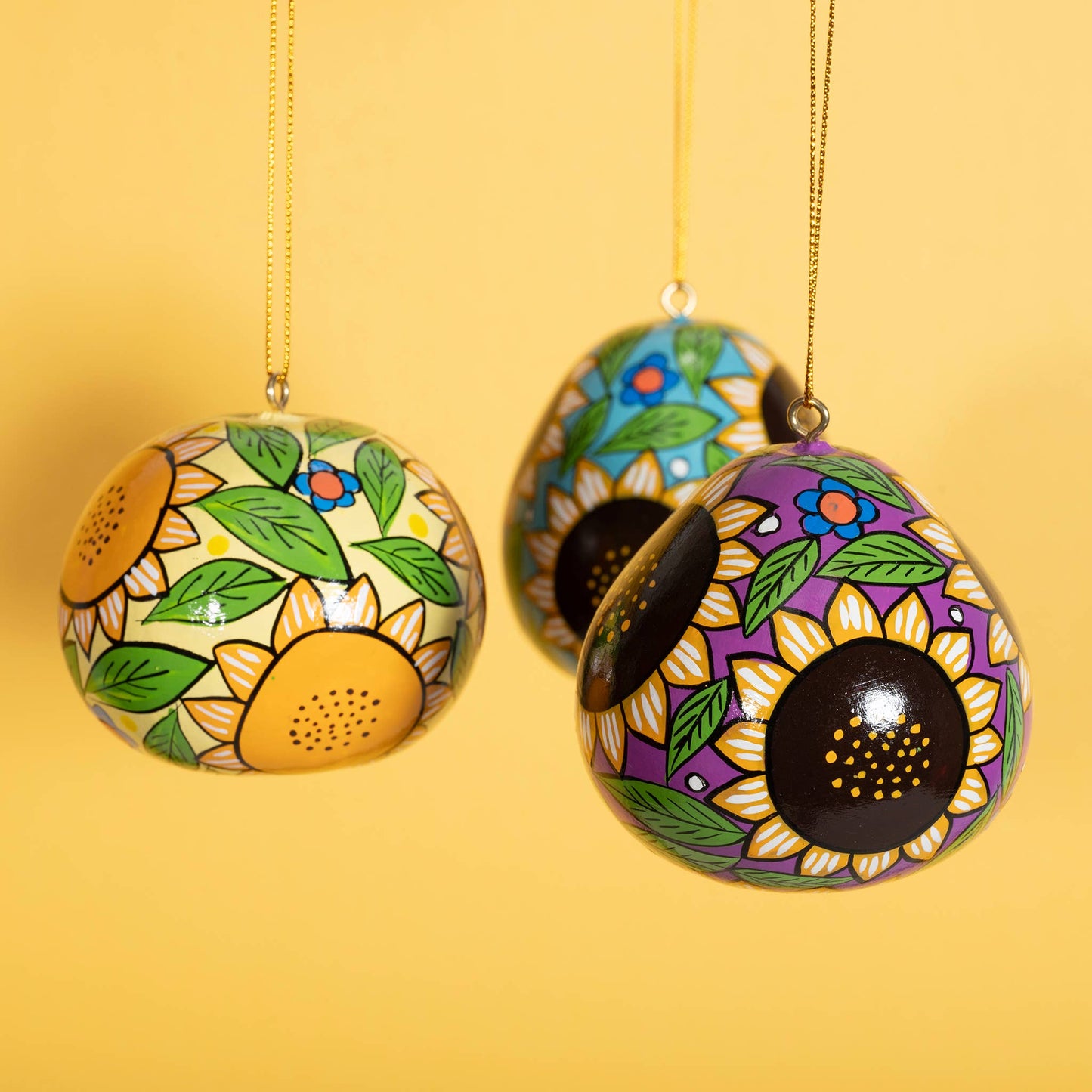 Sunflower Painted Gourd Ornament