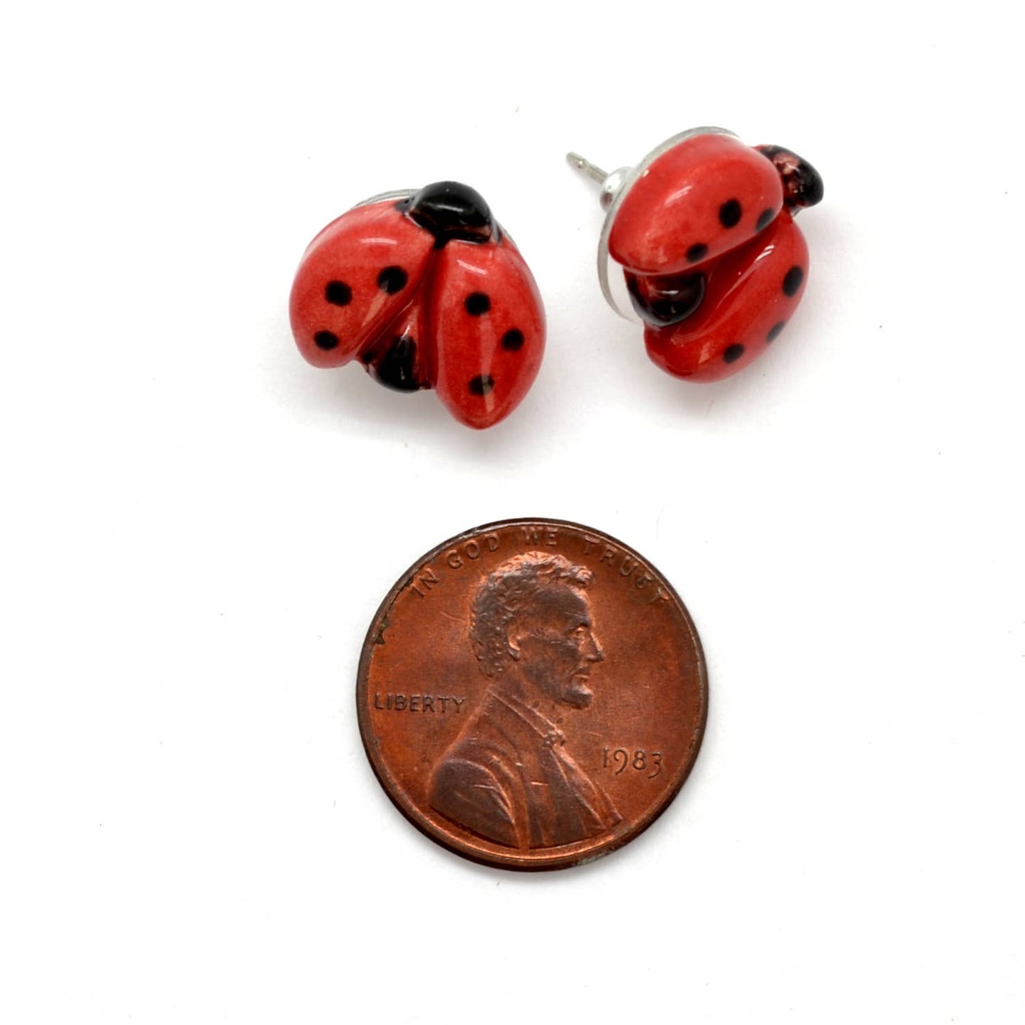 Ceramic Ladybug Stud Earrings