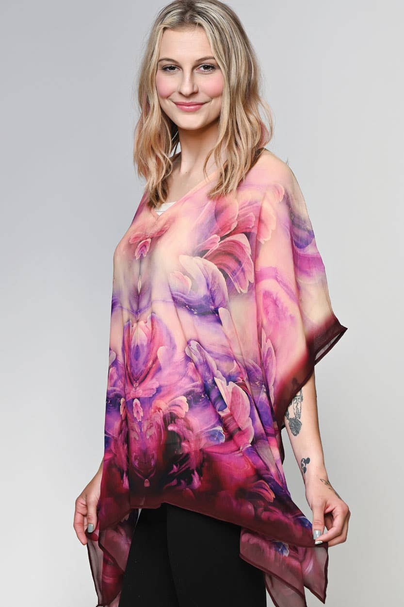 Kumari Cupro Tops: Navy Multi