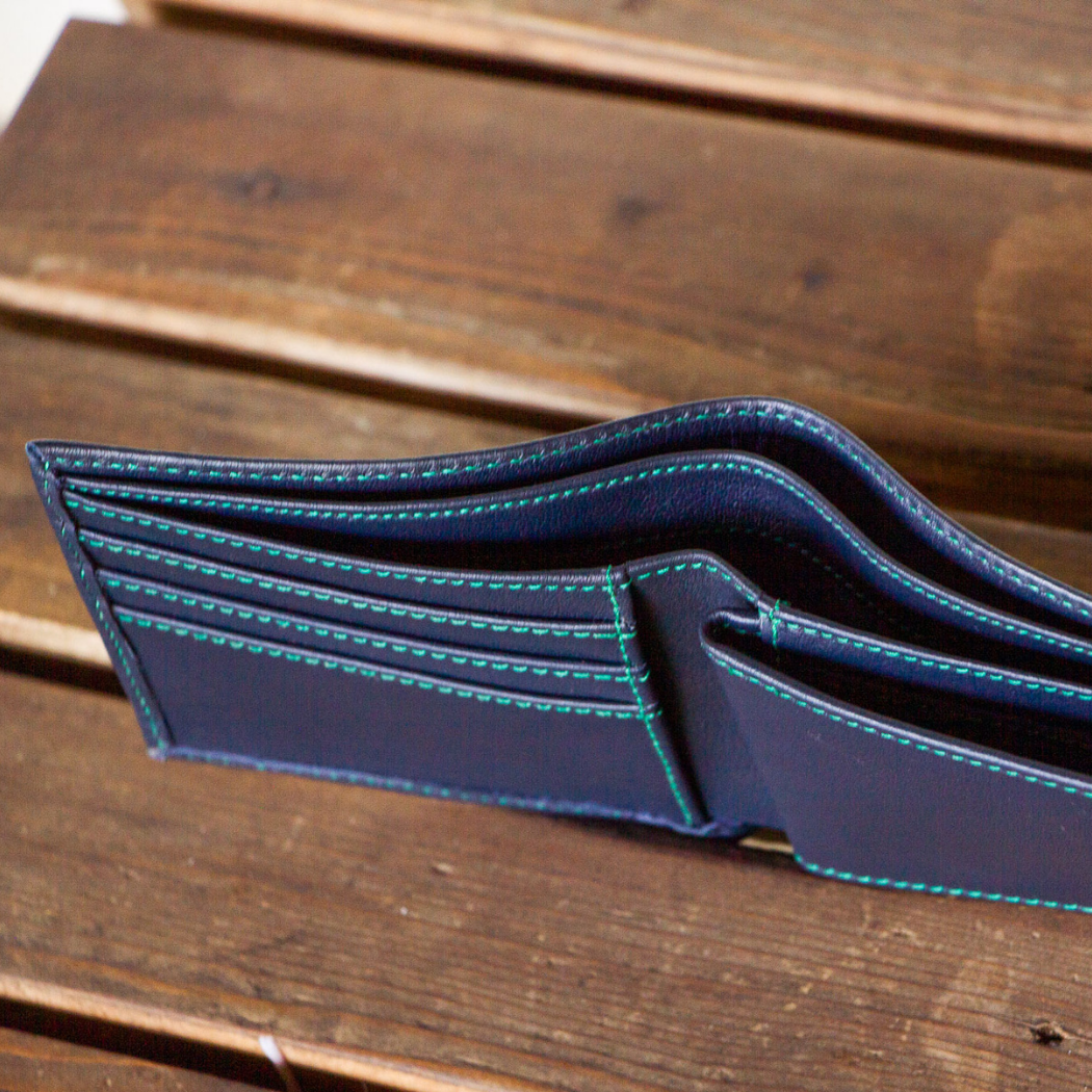 Ocean Navy Bifold Leather Wallet